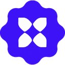 The staff mark: four white petals inside a violet rosette