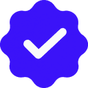 The verification tick: a white tick inside a violet rosette